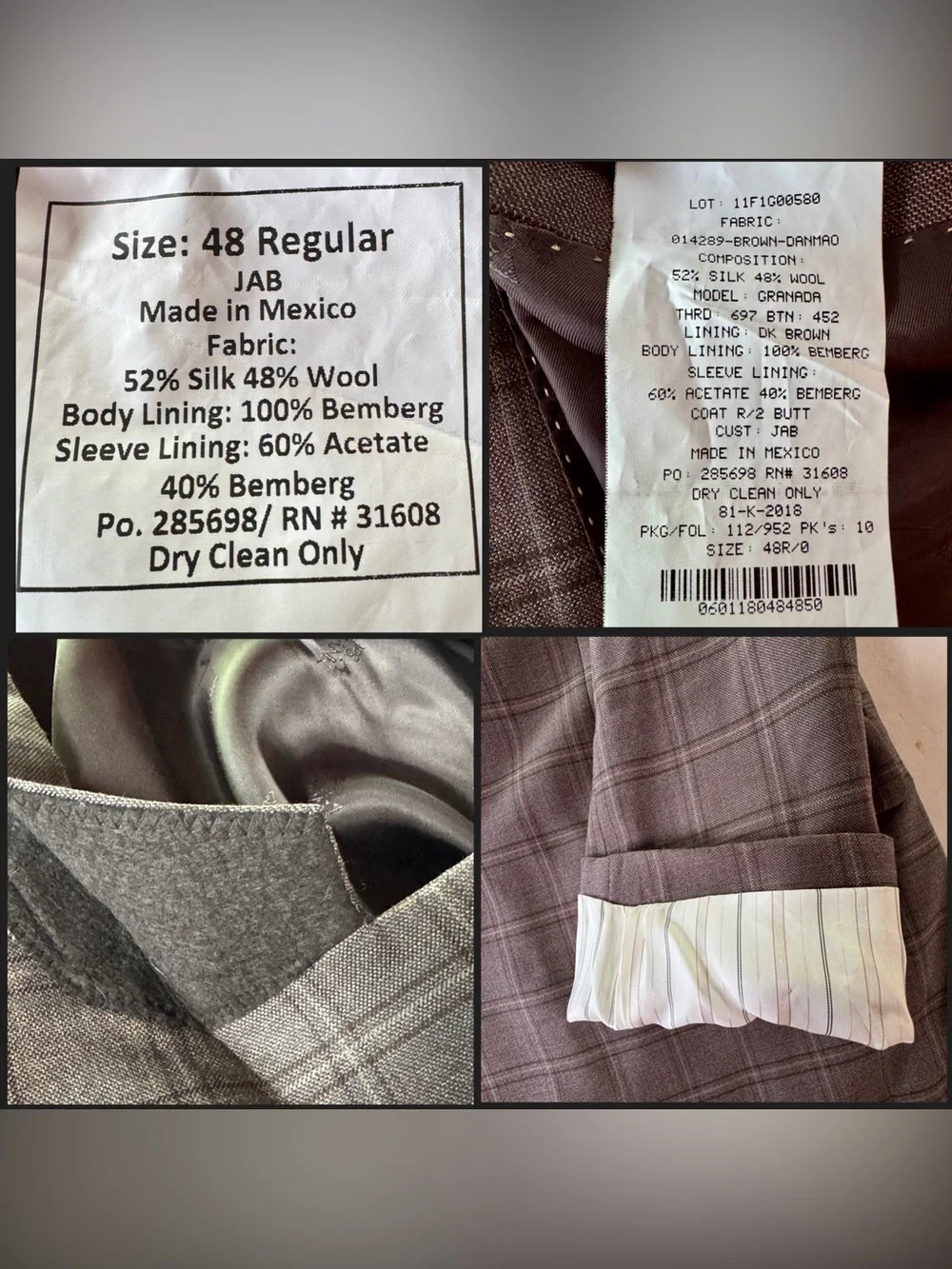 Jos. A. Bank Reserve Plaid Silk Wool Blend Sport Coat Traditional Fit 48R